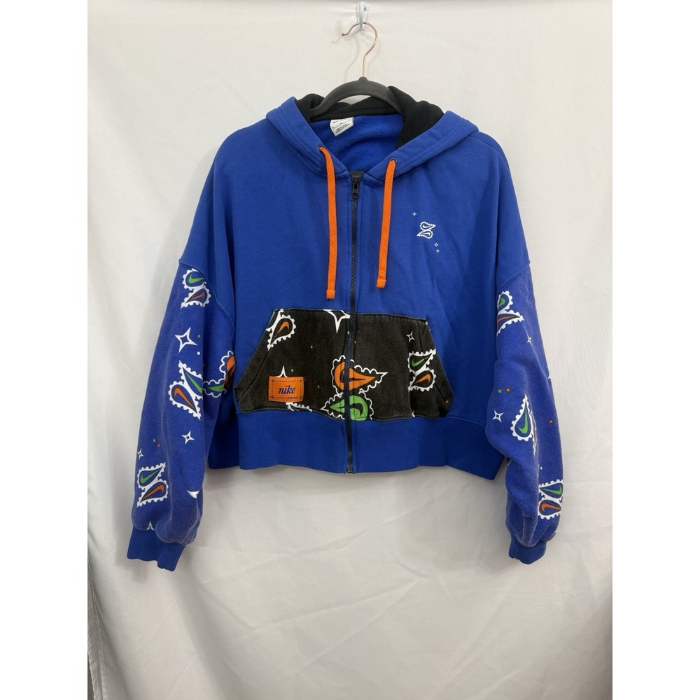 Nike Sportswear Gel Trend Fleece Full Zip Cropped‎ Hoodie Paisley Size M 💙✨